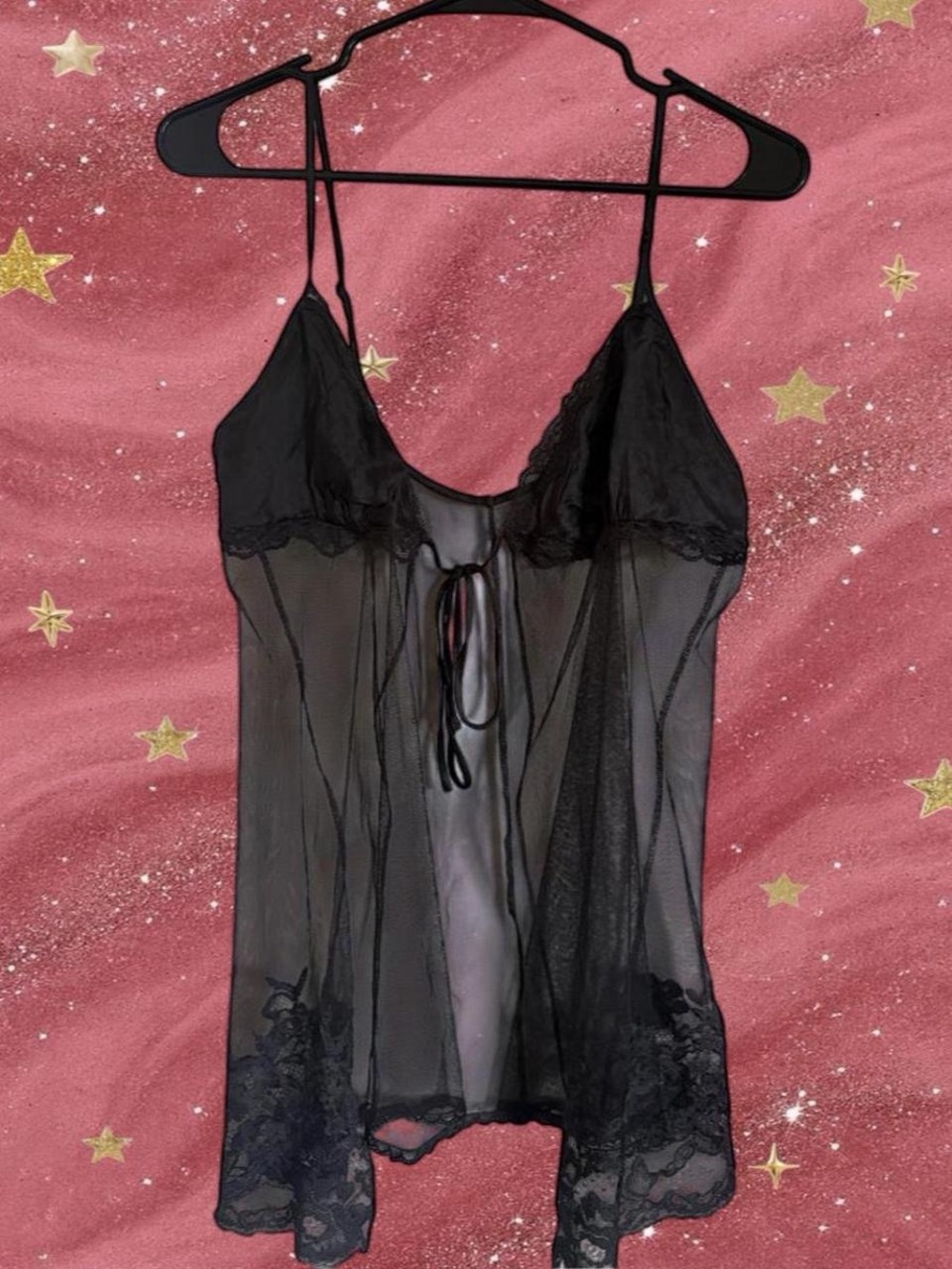 Victoria's Secret Black Sheer Lace Babydoll Chemise
